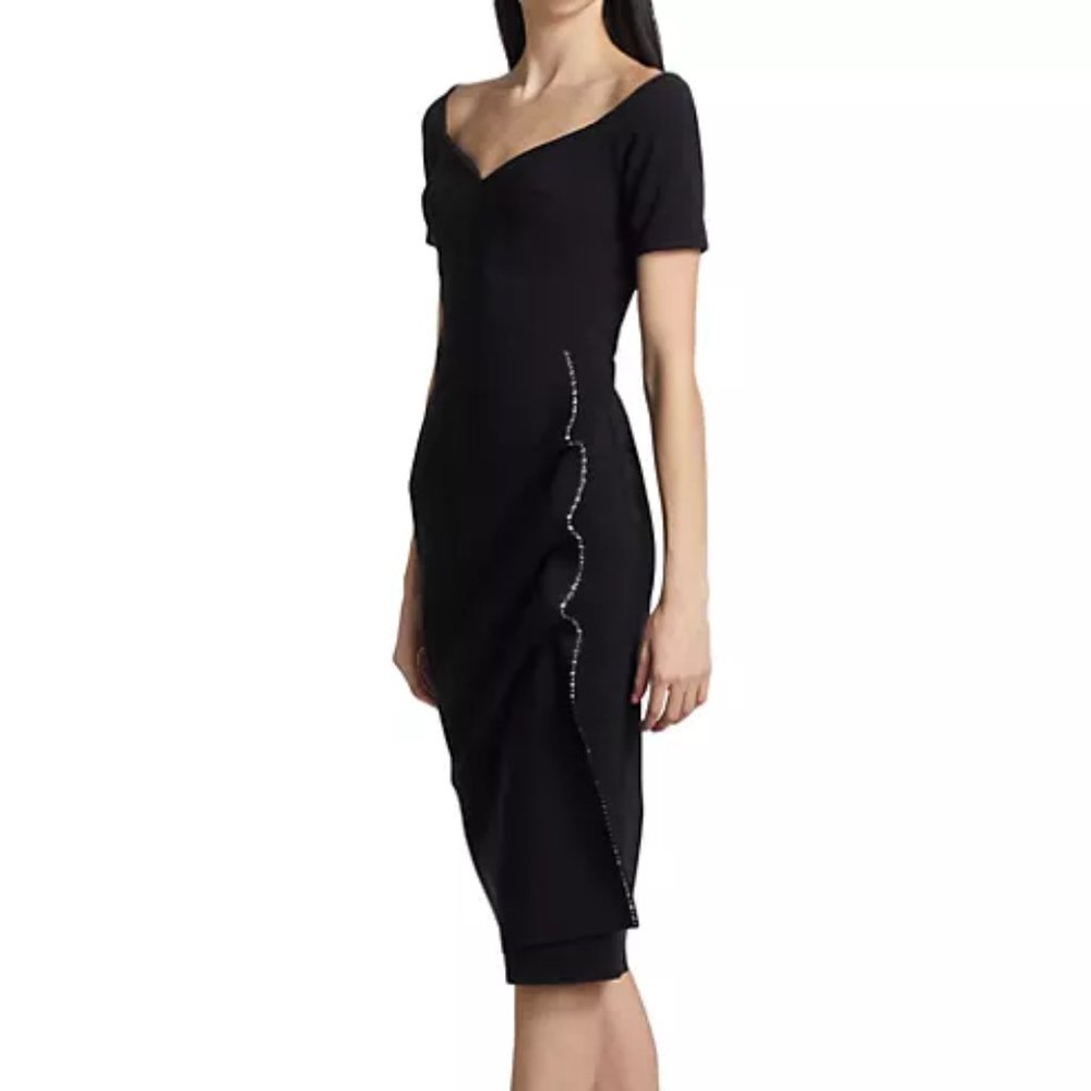$750 Chiara Boni La Petite Robe Sultana Ruffle Bodycon Midi Dress size 10 NWT
